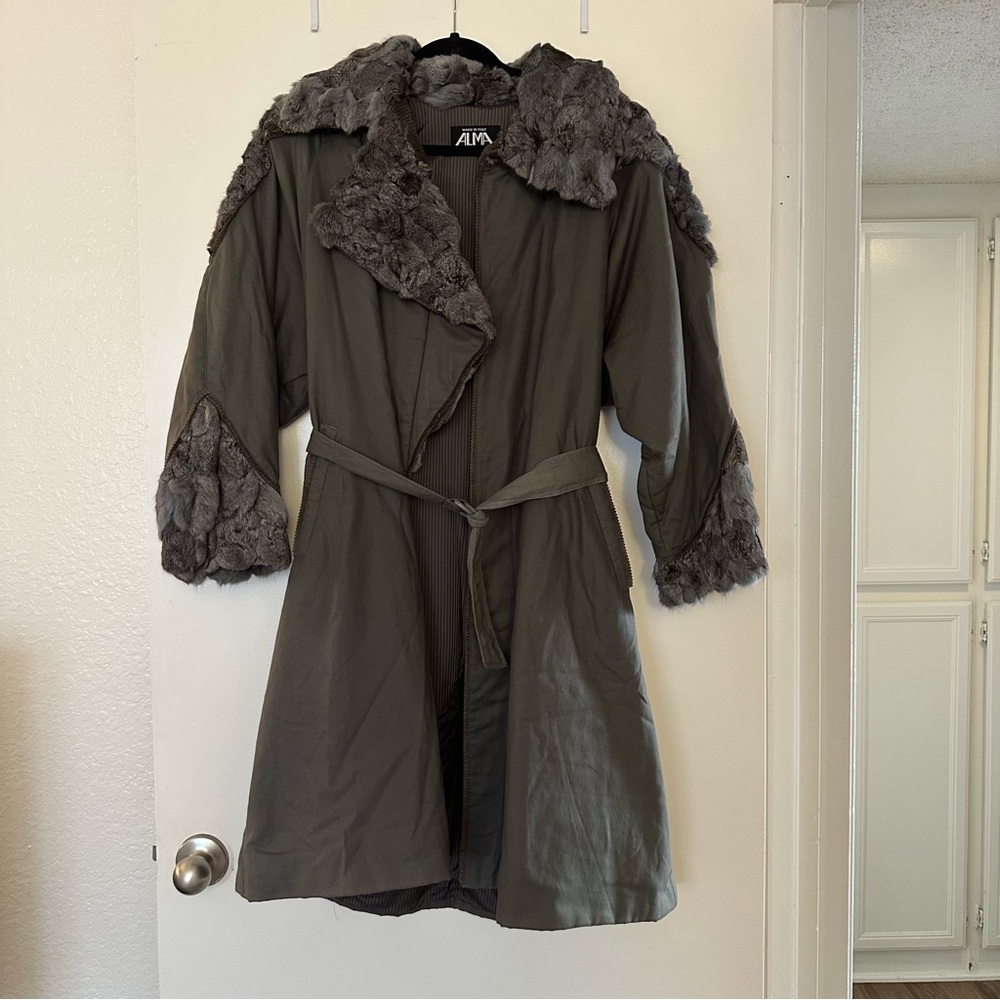 Alma Made in Italy Fur Shearling Tie Coat Vintage